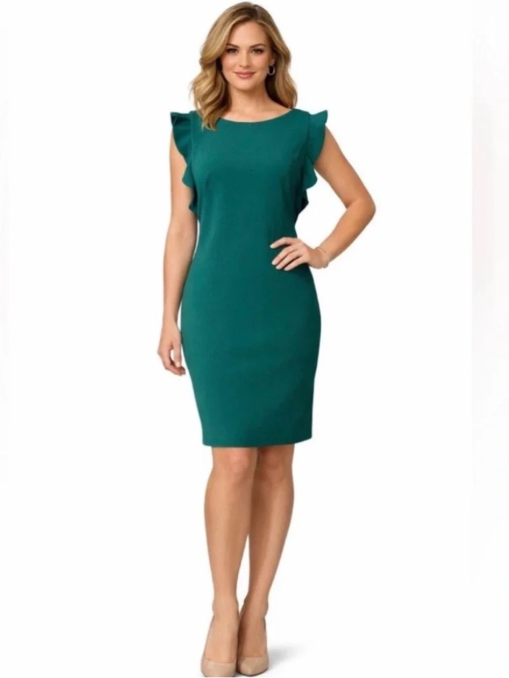 Calvin Klein Sleeveless Ruffle Shoulder Dress NWT Sz 4